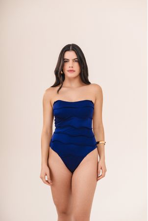 Maiô strapless iemanjá marinho