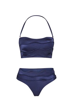 Conjunto Biquíni top strapless e calcinha midi iemanjá marinho