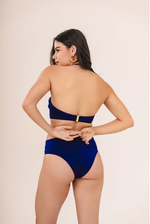 Conjunto Biquíni top strapless e calcinha midi iemanjá marinho