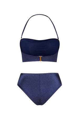 Conjunto Biquíni top strapless e calcinha midi iemanjá marinho