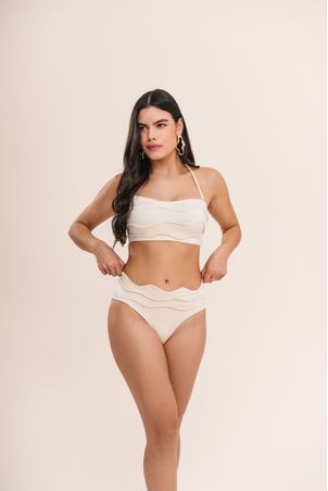 Conjunto Biquíni top strapless e calcinha midi iemanjá pérola
