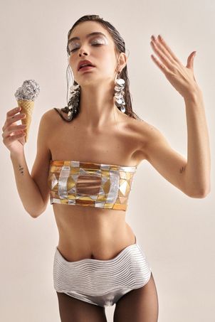 Top Biquíni faixa greenkini solaris dourado