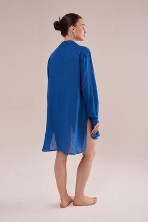 Camisão em viscose com linho orla azul