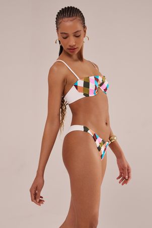 top biquíni com aro contínuo patchwork