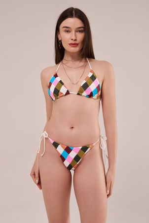 Top biquíni cortininha gisele patchwork