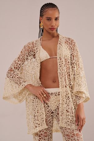 Kimono crochê pesca