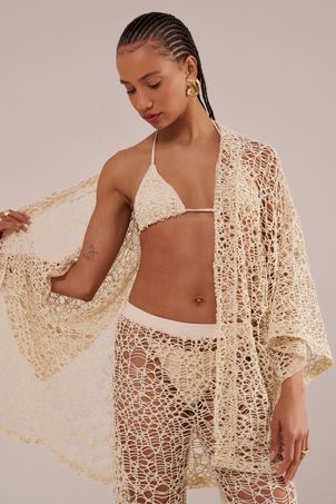 Kimono crochê pesca