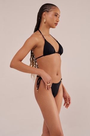 Conjunto Biquíni top cortininha e calcinha string sophia basic preto