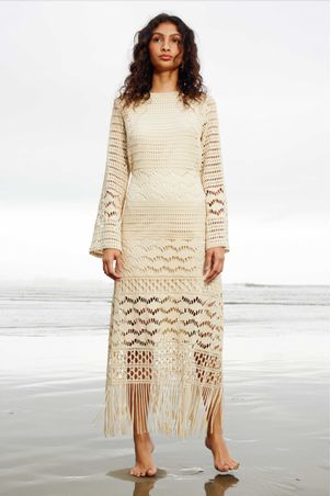 Vestido Com Manga Magnólia Areia