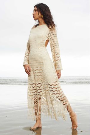 Vestido Com Manga Magnólia Areia