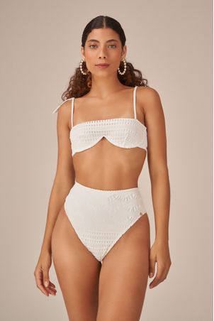 Conjunto Biquíni Top com aro e Hot Pant Magnólia Off White