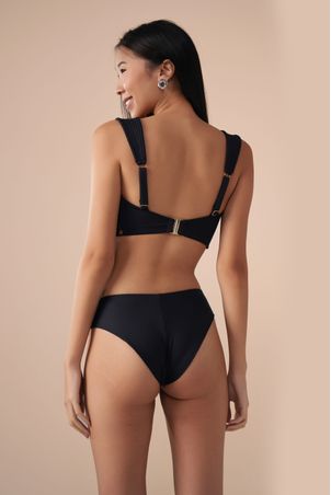 Conjunto Biquíni Top Reto V e Tanga Midi Contour Preto