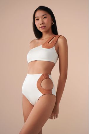 Top Biquíni um Ombro só Contour Off White