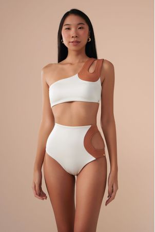 Top Biquíni um Ombro só Contour Off White