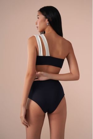 Top Biquíni um Ombro só Contour Preto