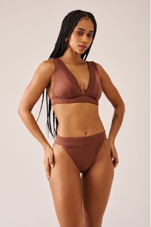 Calcinha biquini midi cintura alta french kiss marrom cappuccino