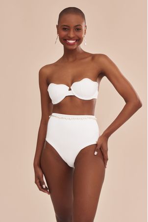 Conjunto Biquíni Top e Hot Pant Conchas Off White
