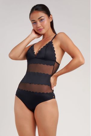 Collant Body Cambré Tule Preto