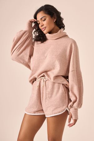 Shorts moletom fleece nude