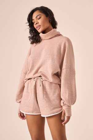 Shorts moletom fleece nude