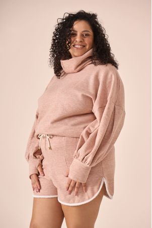 Shorts moletom fleece nude