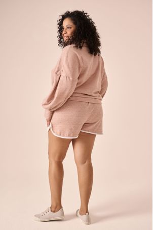 Shorts moletom fleece nude