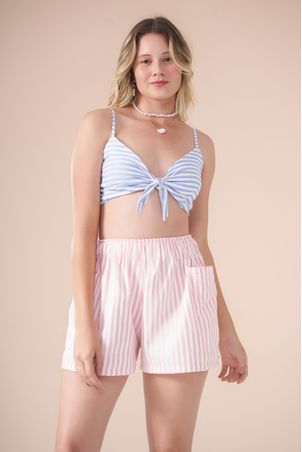 Conjunto summer listrinhas composê azul-rosa