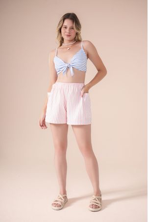 Conjunto summer listrinhas composê azul-rosa