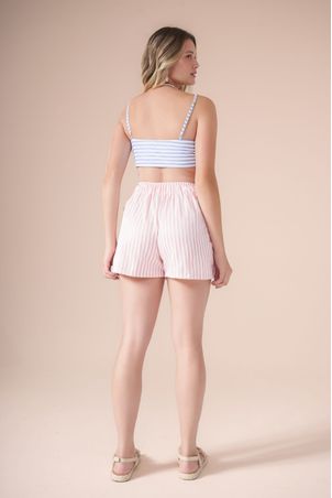 Conjunto summer listrinhas composê azul-rosa