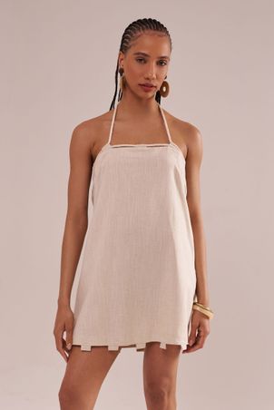 Vestido modular em linho com algodão cordel