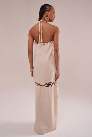 Vestido modular em linho com algodão cordel