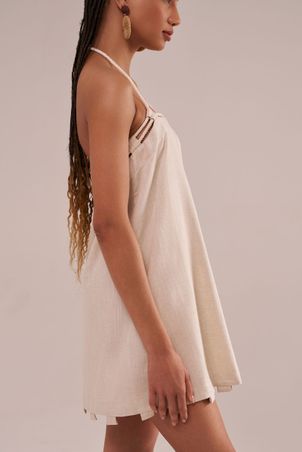 Vestido modular em linho com algodão cordel