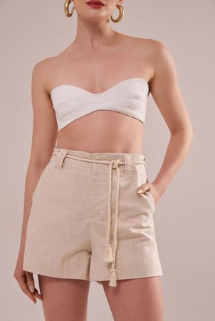 Shorts em Linho com Algodão Cordel