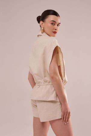 Shorts em Linho com Algodão Cordel