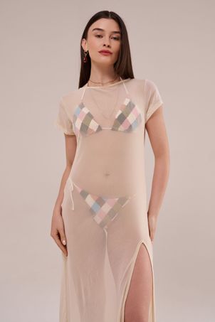 Saída longa em tule canoa off white