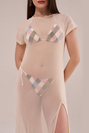 Saída longa em tule canoa off white