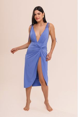 Saia bio com trançado frontal bio artemis azul lazuli