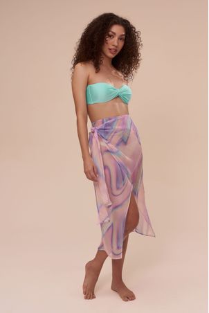 Saia Midi Em Organza Madrepérola