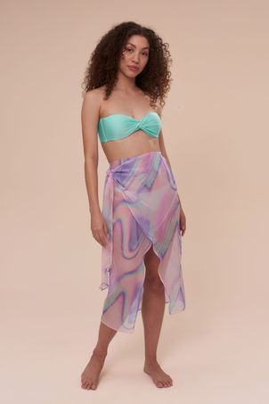 Saia Midi Em Organza Madrepérola