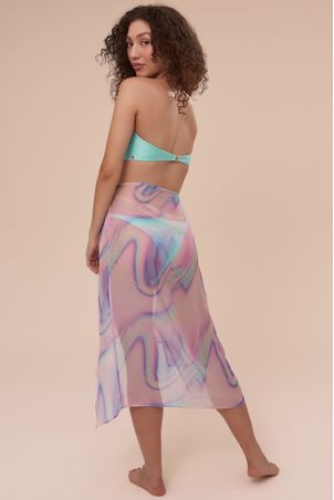 Saia Midi Em Organza Madrepérola