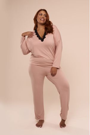 Pijama Longo Sweet Rosa Chá