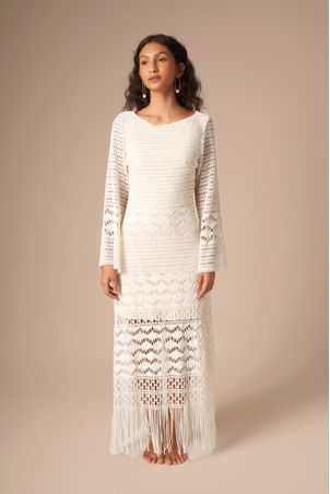 Vestido com Manga Magnólia Off White