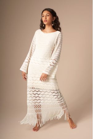 Vestido com Manga Magnólia Off White