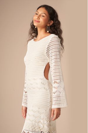 Vestido com Manga Magnólia Off White