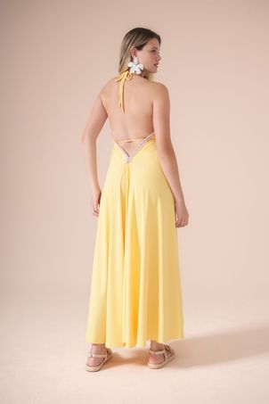 Vestido Saída Longa Maldivas Amarelo Sol