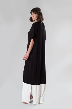 vestido longo bicolor