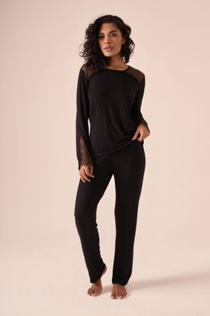 pijama renda longo nuit