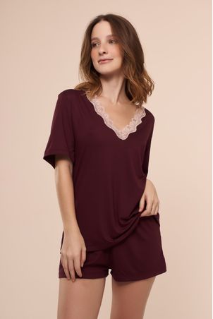 Pijama Curto Sweet Vinho