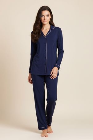 Pijama Longo Classic Marinho