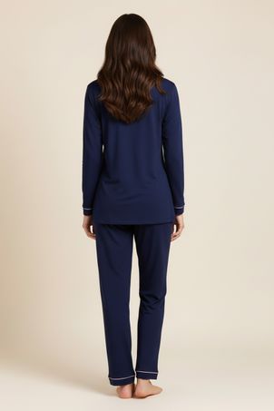 Pijama Longo Classic Marinho